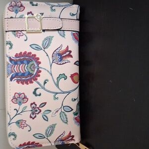 Floral Pattern Wallet with Gold Buckle